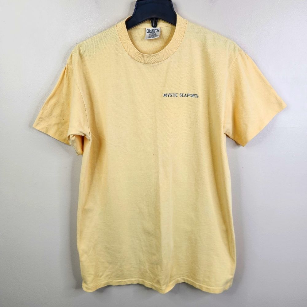 Oneita Vintage Mystic Seaport Ebroidered Single Stitch Crew Neck Tee M